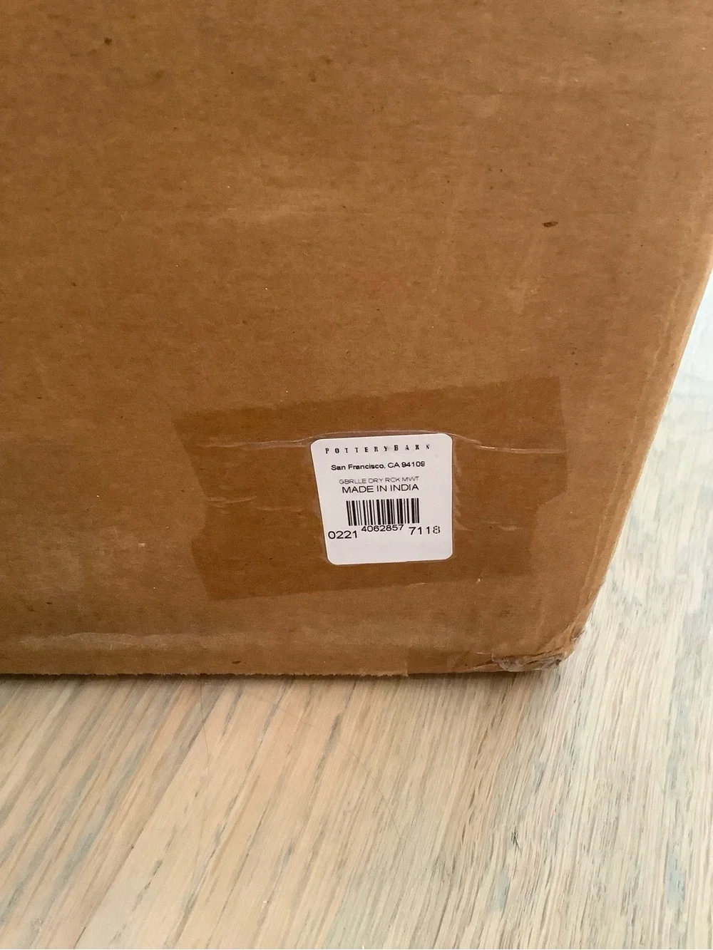 Pottery Barn new box